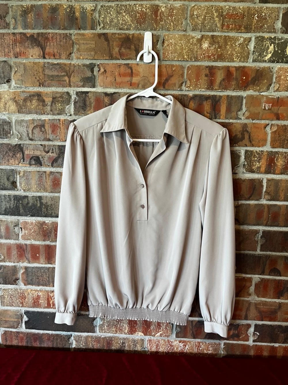 Vintage Lxubella Tan Beige Pullover Long Sleeve Blouse Size:6
